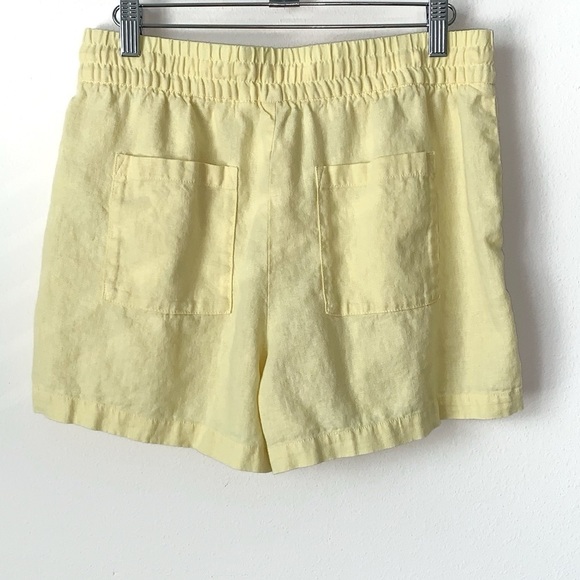 Gap Linen Blend Shorts Womens Small Elastic Waist Drawcord Pockets butter yellow - Picture 3 of 10